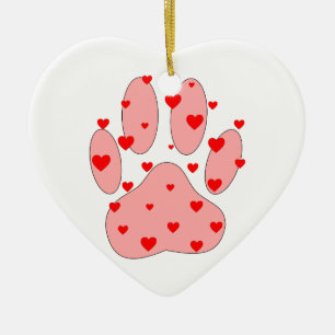 Rosa Paw-utskrift med kulor Julgransprydnad Keramik