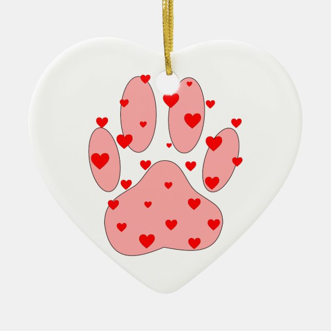 Rosa Paw-utskrift med kulor Julgransprydnad Keramik (Framsidan)
