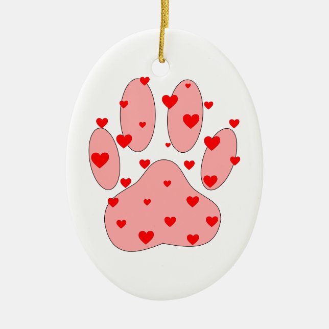 Rosa Paw-utskrift med kulor Julgransprydnad Keramik (Framsidan)
