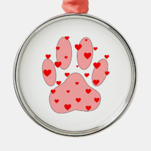Rosa Paw-utskrift med kulor Julgransprydnad Metall