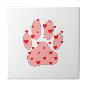 Rosa Paw-utskrift med kulor Kakelplatta