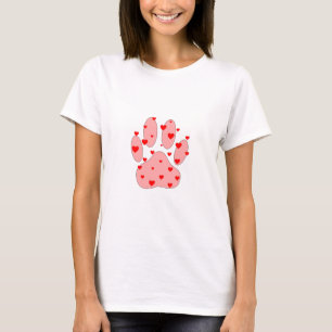 Rosa Paw-utskrift med kulor Tee