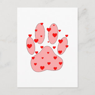 Rosa Paw-utskrift med kulor Vykort