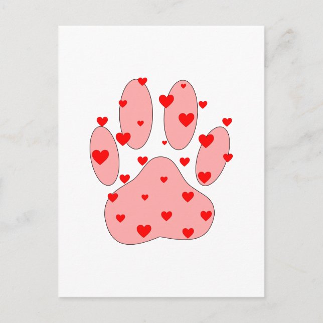 Rosa Paw-utskrift med kulor Vykort (Framsida)