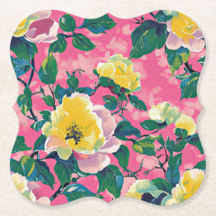 Rosa Pawarden Chinoiserie Blommigt Underlägg Papper