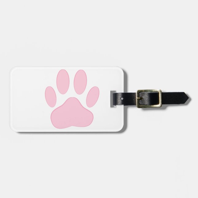 Rosa Pawprint Bagagebricka (Horisontell Framsida)