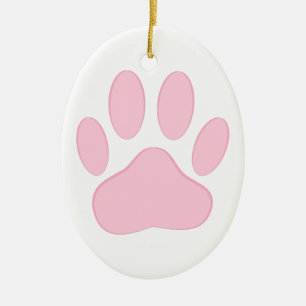 Rosa Pawprint Julgransprydnad Keramik