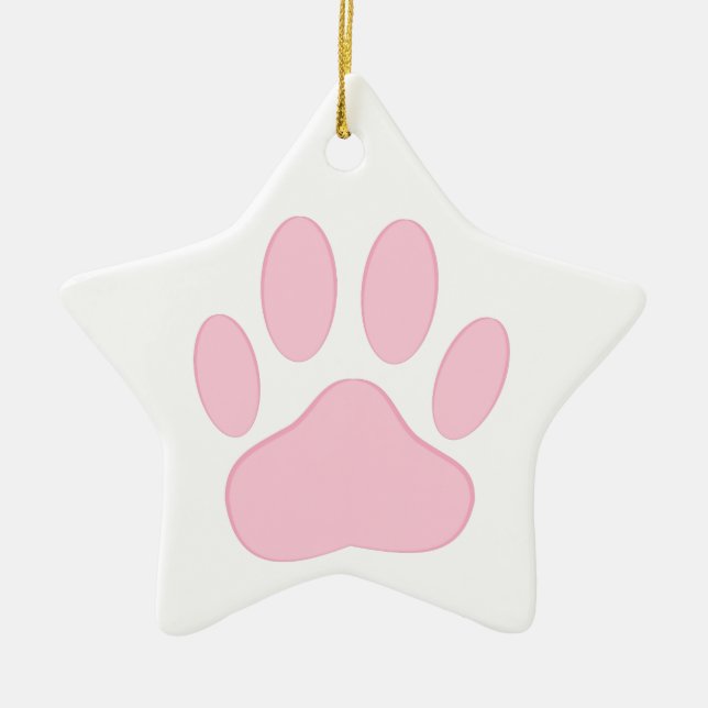 Rosa Pawprint Julgransprydnad Keramik (Framsidan)