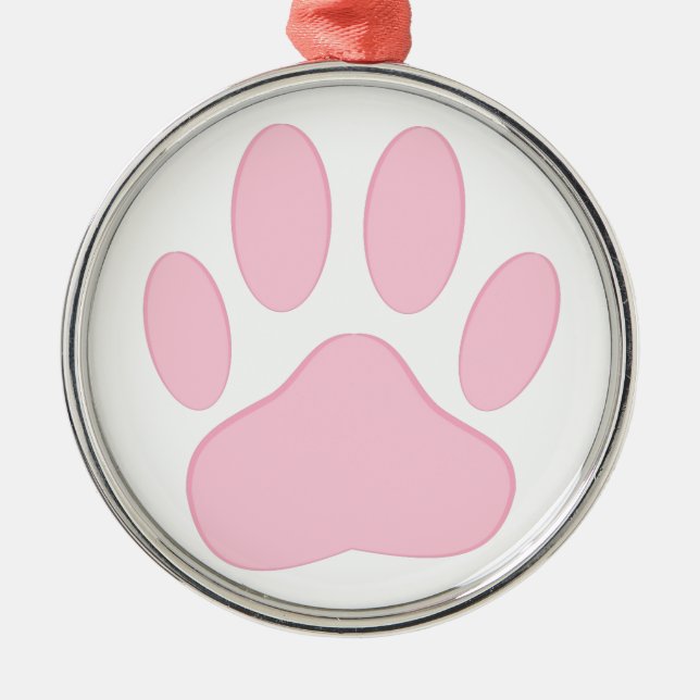 Rosa Pawprint Julgransprydnad Metall (Framsidan)