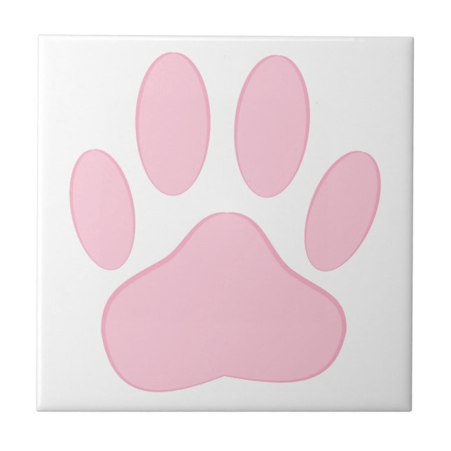 Rosa Pawprint Kakelplatta (Framsidan)