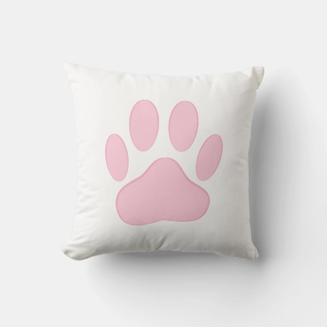 Rosa Pawprint Kudde (Framsida)