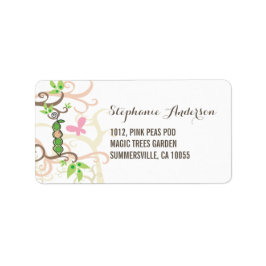 Rosa Pea i en Pod Baby Shower Adressetiketter för