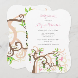 Rosa Pea i inbjudan till Pod Baby Shower