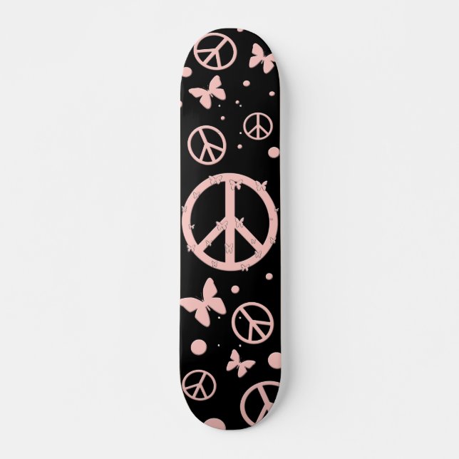 Rosa Peace and Butterflies Skateboard Bräda 21,5 Cm (Framsida)