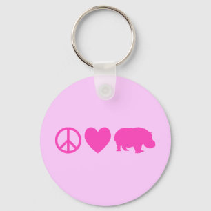 Rosa Peace Kärlek och Hippos Nyckelring