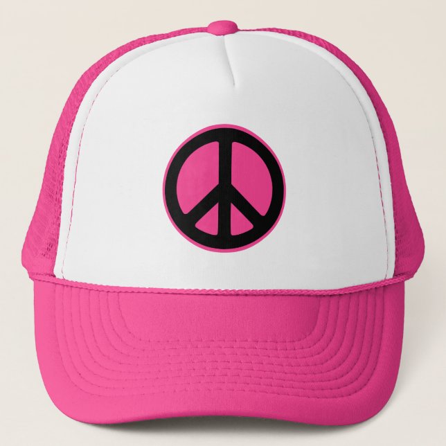 Rosa Peace Symbol Hat Truckerkeps (Framsida)
