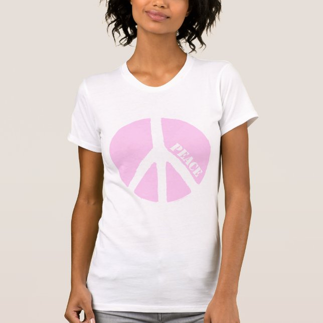 Rosa Peace Symbol T Shirt (Framsida)
