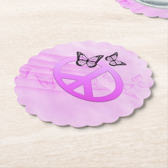Rosa Peace Underlägg Papper (Vinklad)