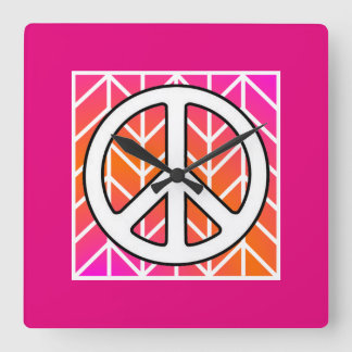 Rosa Peace Wall Clock Fyrkantig Klocka