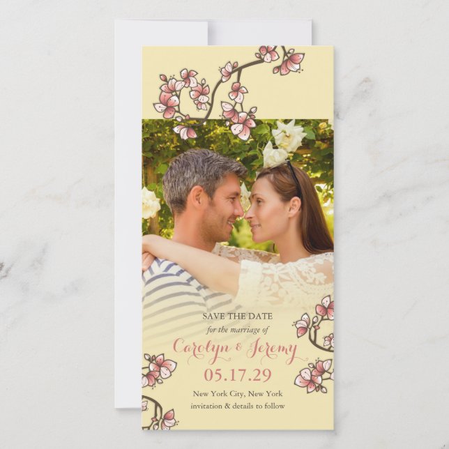 Rosa Peach-Blommar (asiatisk) Spara datumfotokorte Spara Datumet (Framsida)