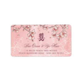 Rosa Peach Blommar Blommigt Kinesiska Bröllop Adre Adressetikett