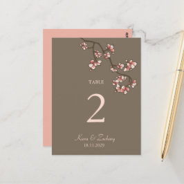 Rosa Peach Blommar Bröllop Bordsnummer-kort Vykort
