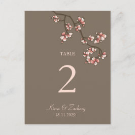 Rosa Peach Blommar Bröllop Bordsnummer-kort Vykort
