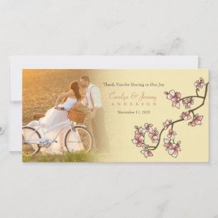 Rosa Peach Blommar Bröllop Tack Photo Card Kort