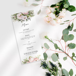 Rosa Peach Blommigt Elegant bröllop Meny