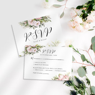 Rosa Peach Blommigt Elegant bröllop OSA Kort