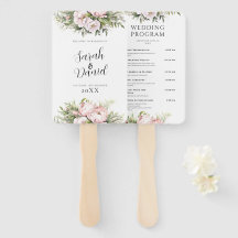 Rosa Peach Blommigt Elegant bröllop Program