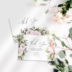 Rosa Peach Blommigt Elegant bröllop Tack Kort