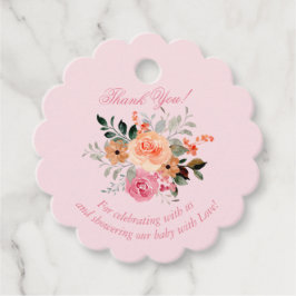 Rosa Peach Blommigt Flicka är på väg Gåvor Etiketter