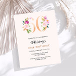 Rosa Peach blommigts 60-årsbudgetinbjudan<br><div class="desc">En modern,  snyggt och glamorös inbjudan till en 60:e födelsedagsfest. En persiko-färgadens bakgrund. Orderat med formnummer i faux guld och rosa. Namn är skrivet med ett modernt handskript i stil. Anpassa och lägg till information om party. 1 lakan = 1 inbjudan tryckt kant till kant.</div>