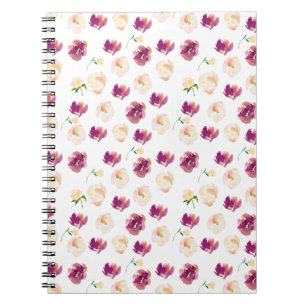 Rosa Peach Burgundy Watercolor Blommigt Anteckningsbok