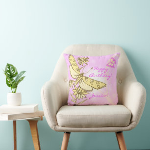 Rosa Peach Butterfly Dekorativ kudde