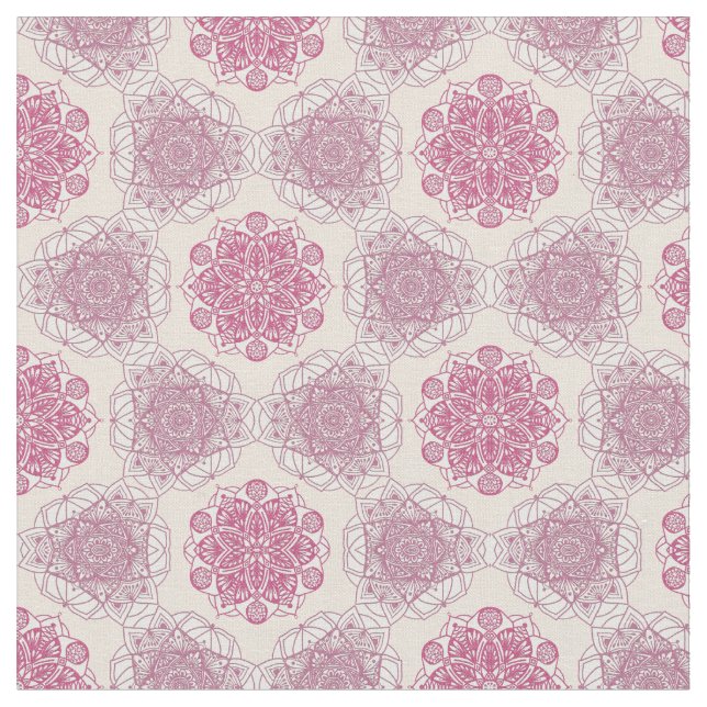 Rosa Peach Geometry Mandala Fabric Tyg (Närbild)