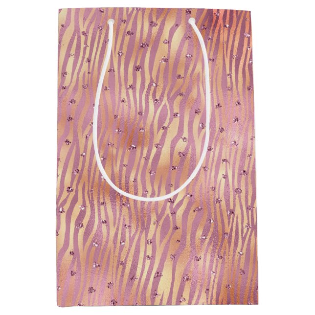 Rosa Peach Glitzy Glitter Gnistra Zebra tryck (Framsidan)