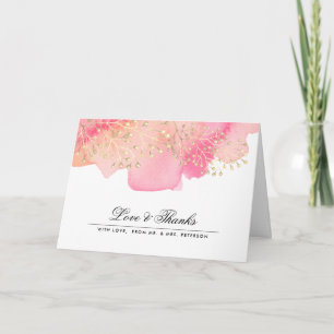 Rosa Peach Grenar Bröllop-fotokort för Tack Kort