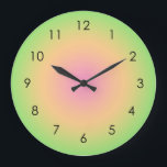 Rosa Peach Grönt Gradient Ombre Stor Klocka<br><div class="desc">Fin digital vattenfärgsövertoningsformad Rosa Peach Grönt . Sommarpresenter med övertoning.</div>