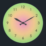 Rosa Peach Grönt Gradient Ombre Stor Klocka<br><div class="desc">Fin digital vattenfärgsövertoningsformad Rosa Peach Grönt . Sommarpresenter med övertoning.</div>