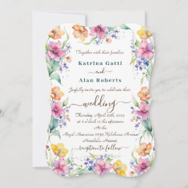 Rosa Peach Gult Blockerar bröllopsinbjudan Anteckningskort