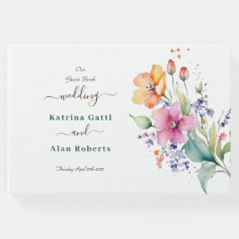 Rosa Peach Gult Blockerar bröllopsinbjudan Gästböcker