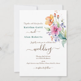 Rosa Peach Gult Blockerar bröllopsinbjudan Inbjudningar