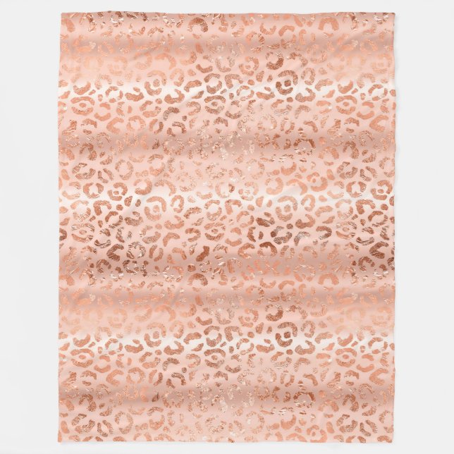  Rosa Peach Leopard Skriv ut Gnistra Fleecefilt (Framsidan)