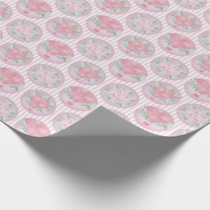 Rosa Peach Luftballong - Blommigt Rand Presentpapper