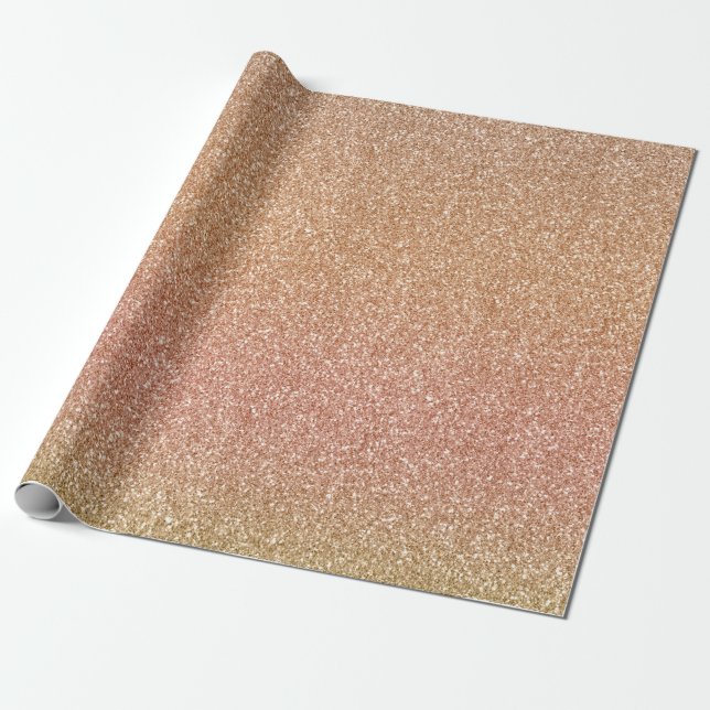 Rosa Peach  Ombre Guld Glitter Presentpapper (Utrullad)