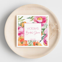 Rosa Peach orange peonies elegant möhippa Pappersservett