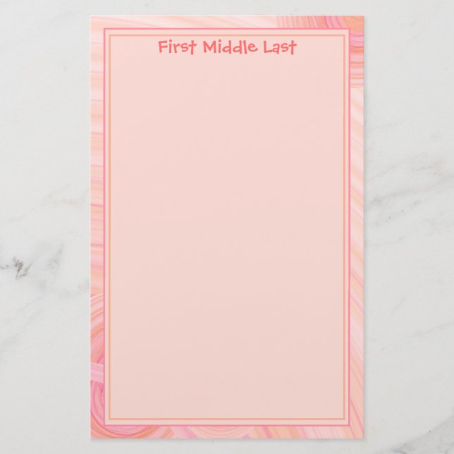 Rosa Peach Pastel Spiral Girly-mall Brevpapper (Framsida)
