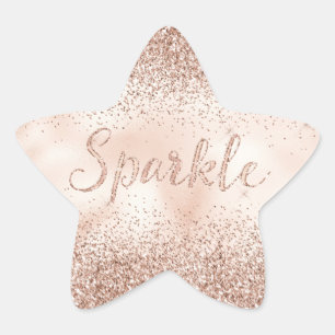 Rosa Peach Ro Glitter Gnistra Citat Stjärnformat Klistermärke